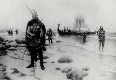 The Discovery of America by Leif Eriksson by American School